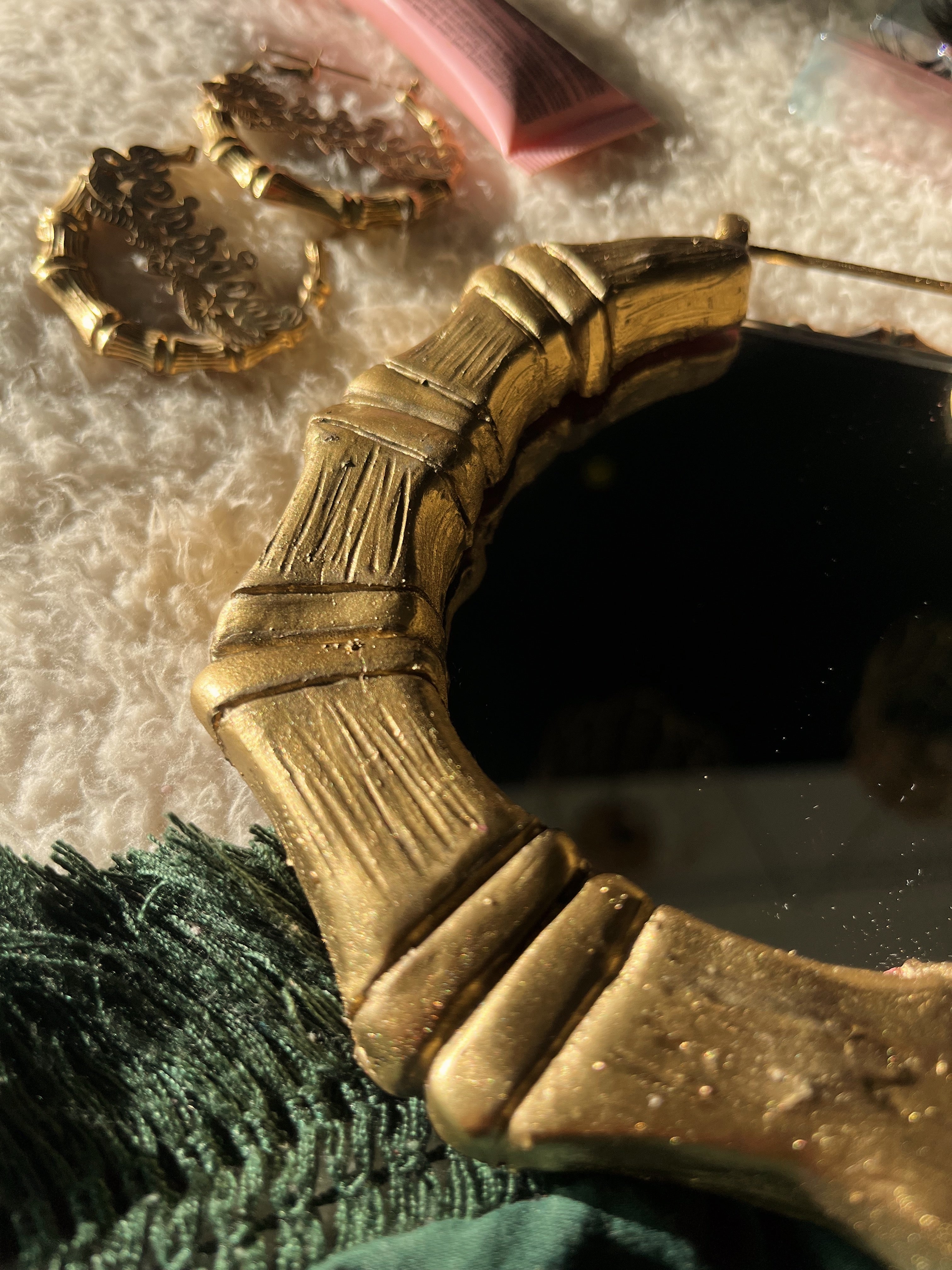 Bamboo earring candle holder mirror