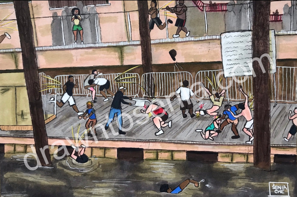 “Montgomery, Alabama Riverboat Brawl” Print